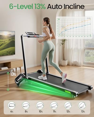 13% 6-Level Walking Pad with Auto Incline - Treadmill with Auto Incline and Remote Control