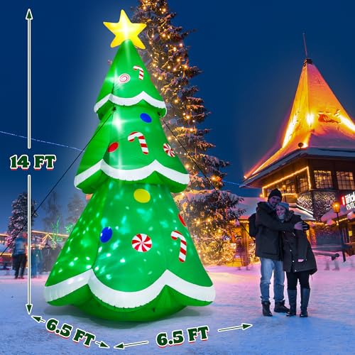 15FT Christmas Inflatables, Giant Inflatable Santa Claus Holding Gift Bags, Blow Up Christmas Santa Claus with 8pcs LED