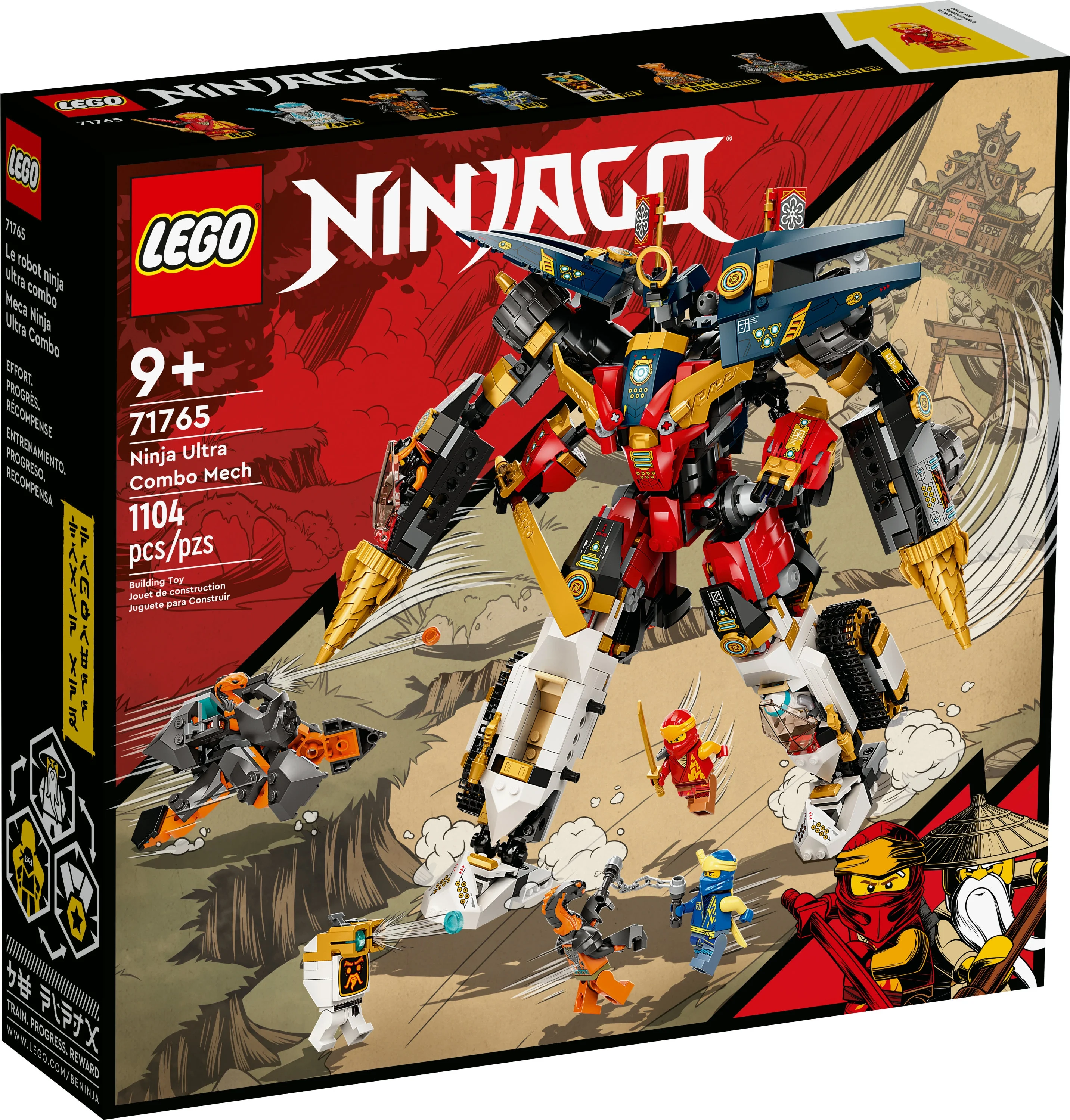 LEGO NINJAGO Ninja Ultra Combo Mech 4 in 1 Set 71765 with Toy Car, Jet Plane and Tank Toys plus 7 Minifigures - Radiant Selections