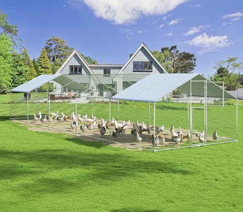 Polar Aurora Metal Chicken Coop, Large Outdoor Chicken Pen, Walk-in Chicken Run for 6-20 Chickens
