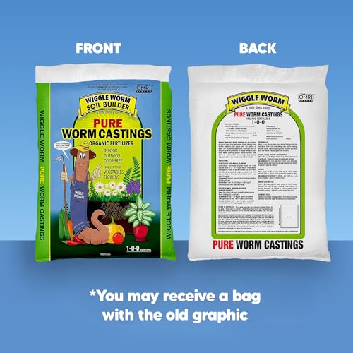 Wiggle Worm 100% Pure Organic Worm Castings Fertilizer, 30-Pounds - Improves Soil Fertility and Aeration for Houseplants, Vegetables, Gardens