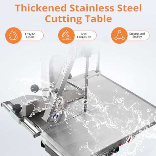 Electric Bone Saw Machine, 750W Meat Saw for Butchering, 0.39～6.7 Inches Cutting Thickness with 6 Saw Blades