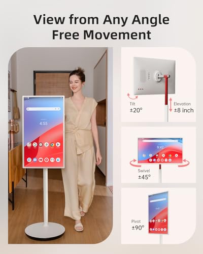 25 Inch Portable TV - Smart Touch Screen with Google Play, Android 14, Qualcomm 8G RAM+128G Storage, 1080P Smart Handy TV with 8MP Camera and Battery