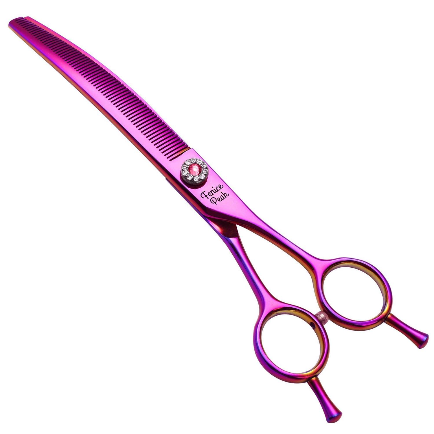 Fenice Peak Professional Dog Grooming Scissors Pet Curved Thinning Shears 7.0''