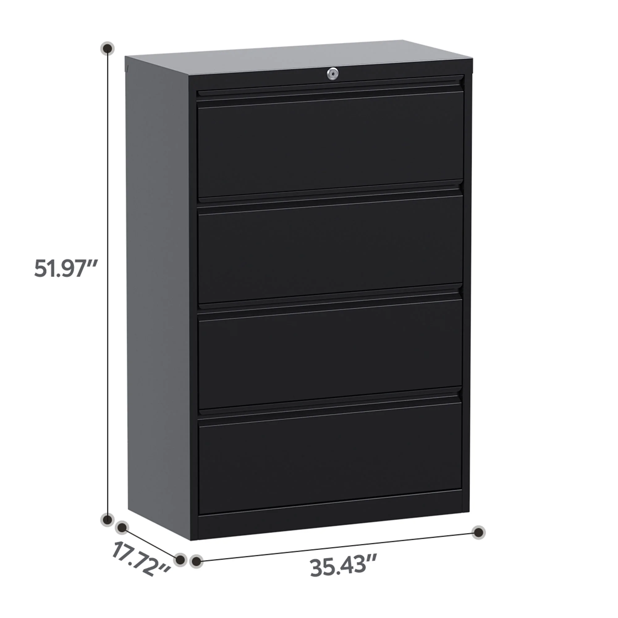 AOBABO 4 Drawer File Cabinet with Lock for Letter/Legal Size Paper, Black