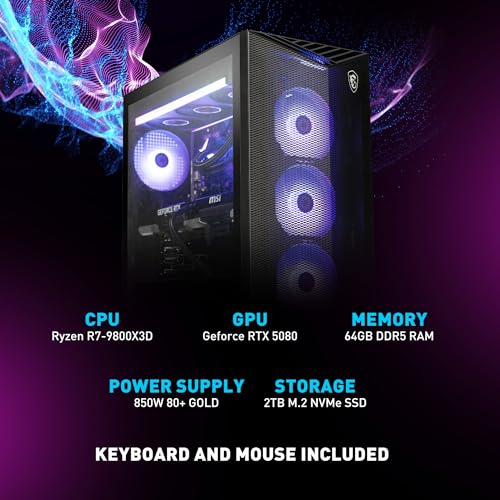 MSI Aegis Z2 Gaming Desktop (2024): AMD Ryzen R7-7700, Geforce RTX 4060, 16GB DDR5, 1TB m.2 SSD, 80+ Gold PSU, WiFi, Keyboard & Mouse, DIY Friendly