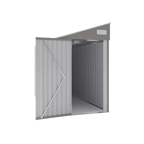 4×8 FT Outdoor Metal Storage Shed,Heavy-Duty Lean to Storage Shed with Floor Base,Garden Tool Metal Storage House W/Lockable Door and 2 Air Vents