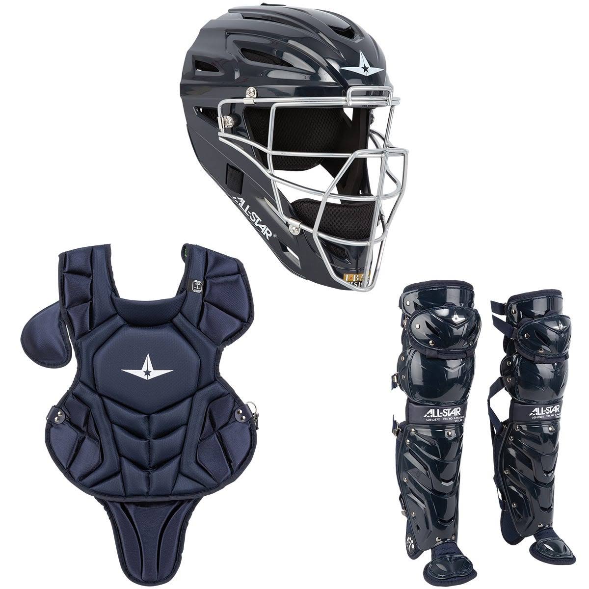 All Star Youth NOCSAE System7 Axis Pro Catcher&s Set - Navy