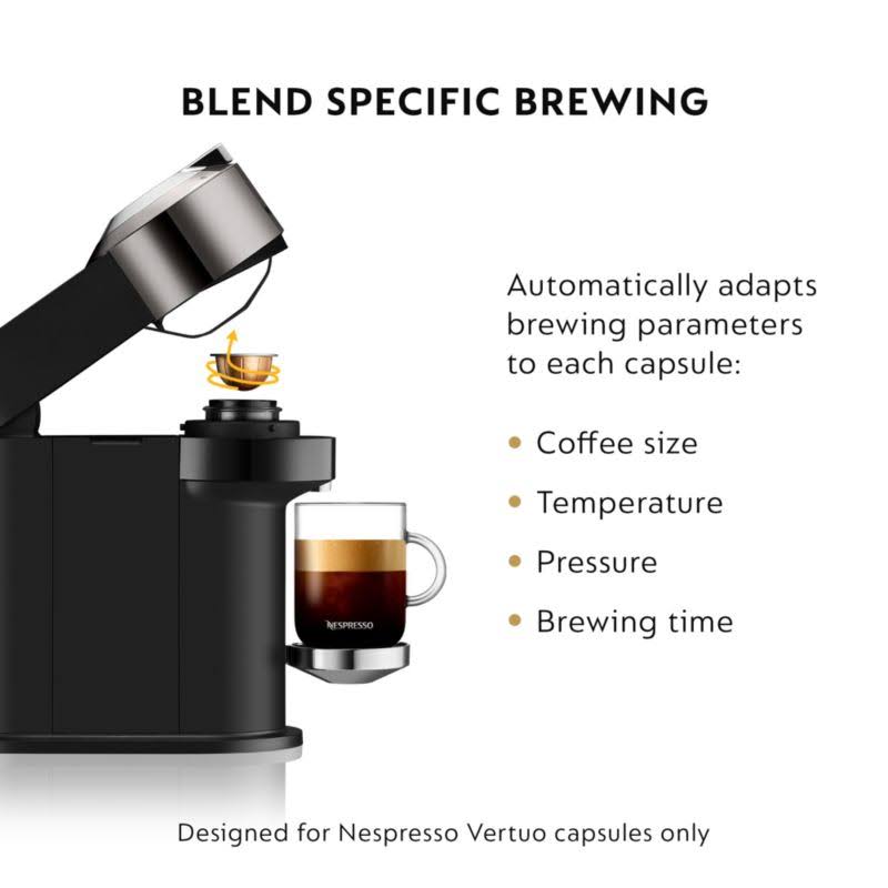 Nespresso Vertuo Next Deluxe by Breville with Aeroccino Milk Frother, Dark Chrome - Black/Dark Chrome