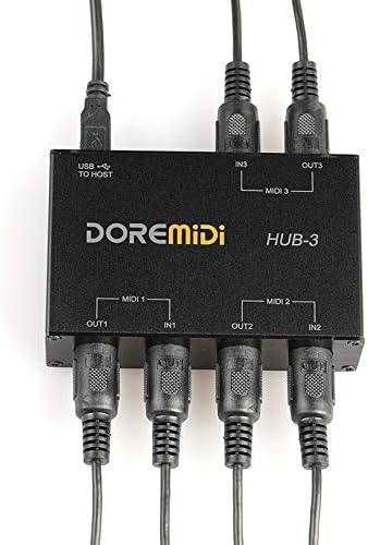 CAMOLA MIDI HUB Box, 3x3 MIDI to USB Interface, 3 in 3 out 5-pin USB MIDI Interface Converter for MIDI Device Connect to PC and Mac (MIDI HUB-3)