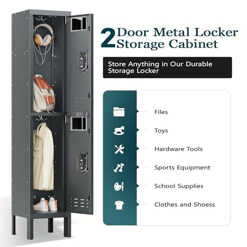 Metal Locker with 5 Doors,Lockers for Employees,66'' Steel Storage Locker for School,Gym, Office, Office,Garage