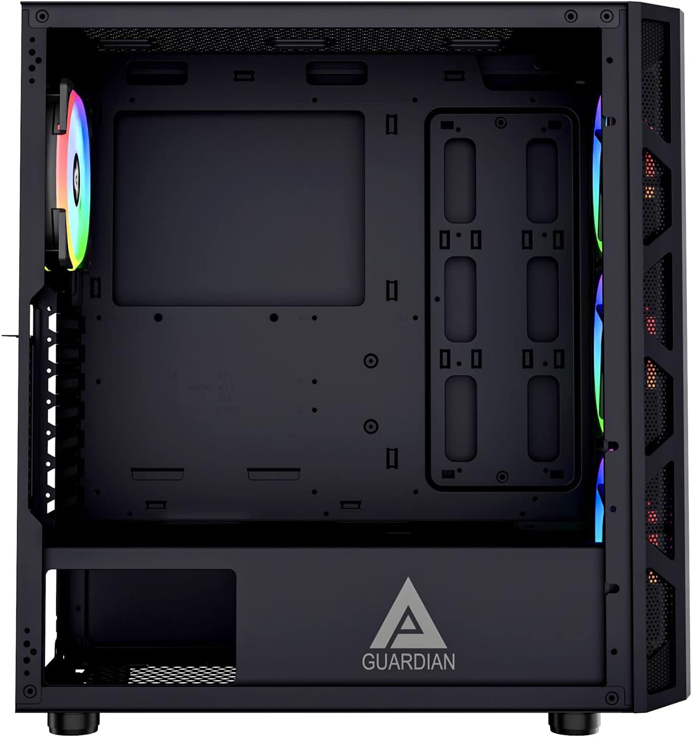 Apevia Guardian-M-BK Guardian Mid Tower Gaming Case with 1 x Tempered Glass Panel, 1 x Mesh Front Panel, 2 x Vertical Graphics Card PCI Slots