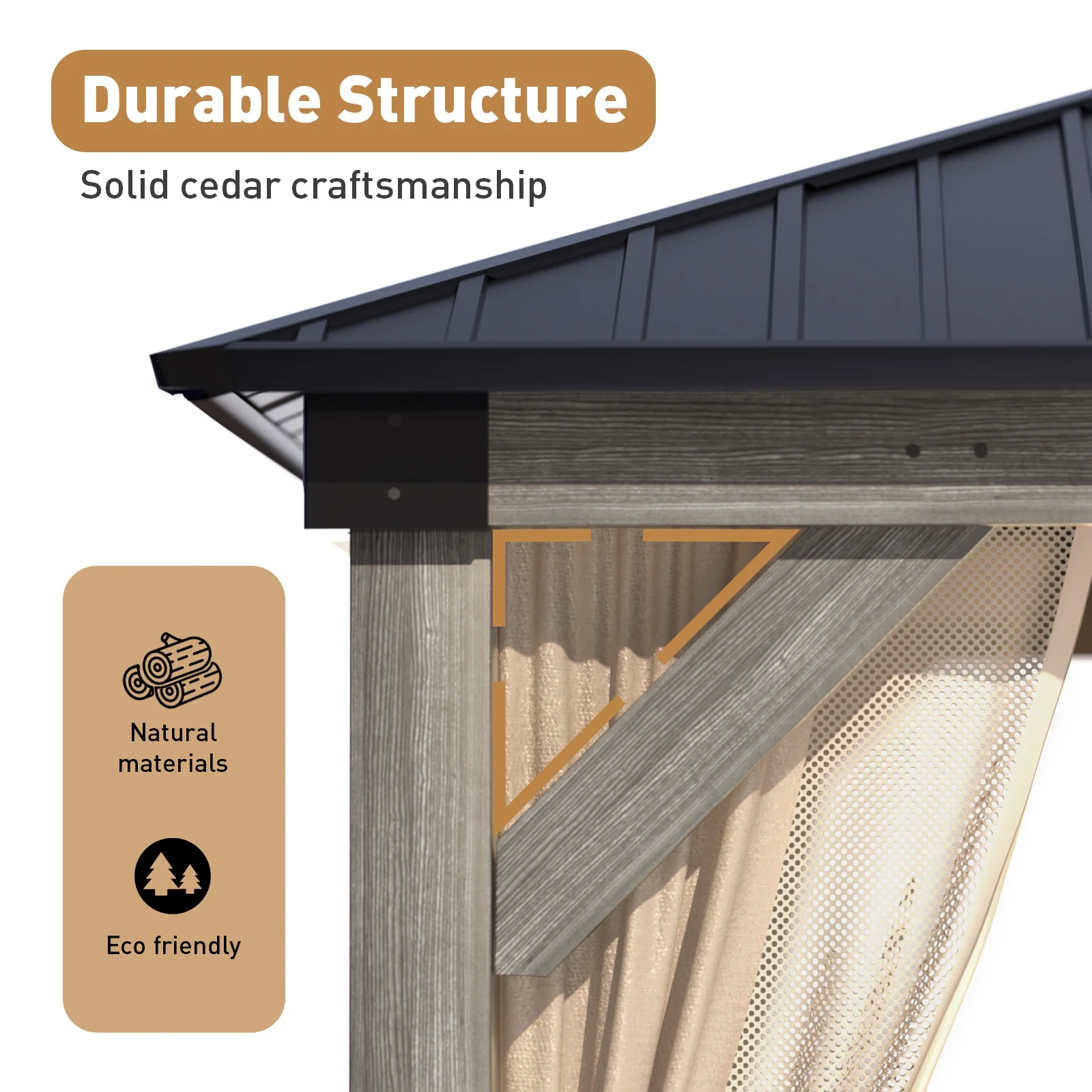 COSIEST 12x20FT Cedar Wood Gazebo, Outdoor Wooden Pergola with 2-Tier Galvanized Steel Roof, Netting & Curtains