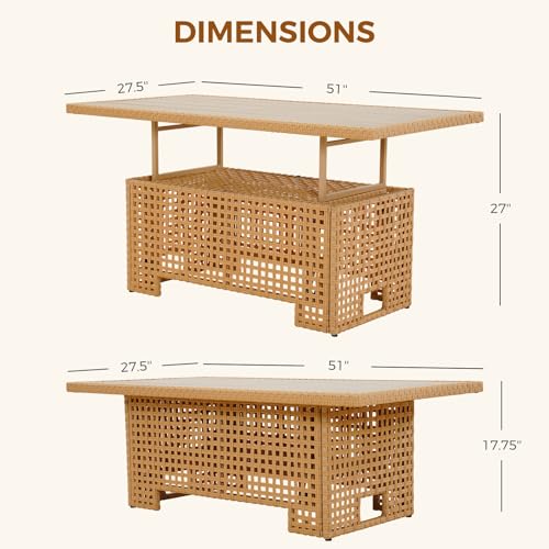 Grand patio 7-Piece Wicker Patio Furniture Set, Boho Outdoor Conversation Set Sectional Sofa with Water Resistant Thick Cushions and Coffee Table