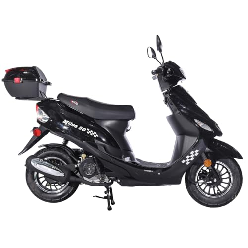 X-PRO Milos 50 Moped with 10" Aluminum Wheels, Electric/Kick Start! (Black)