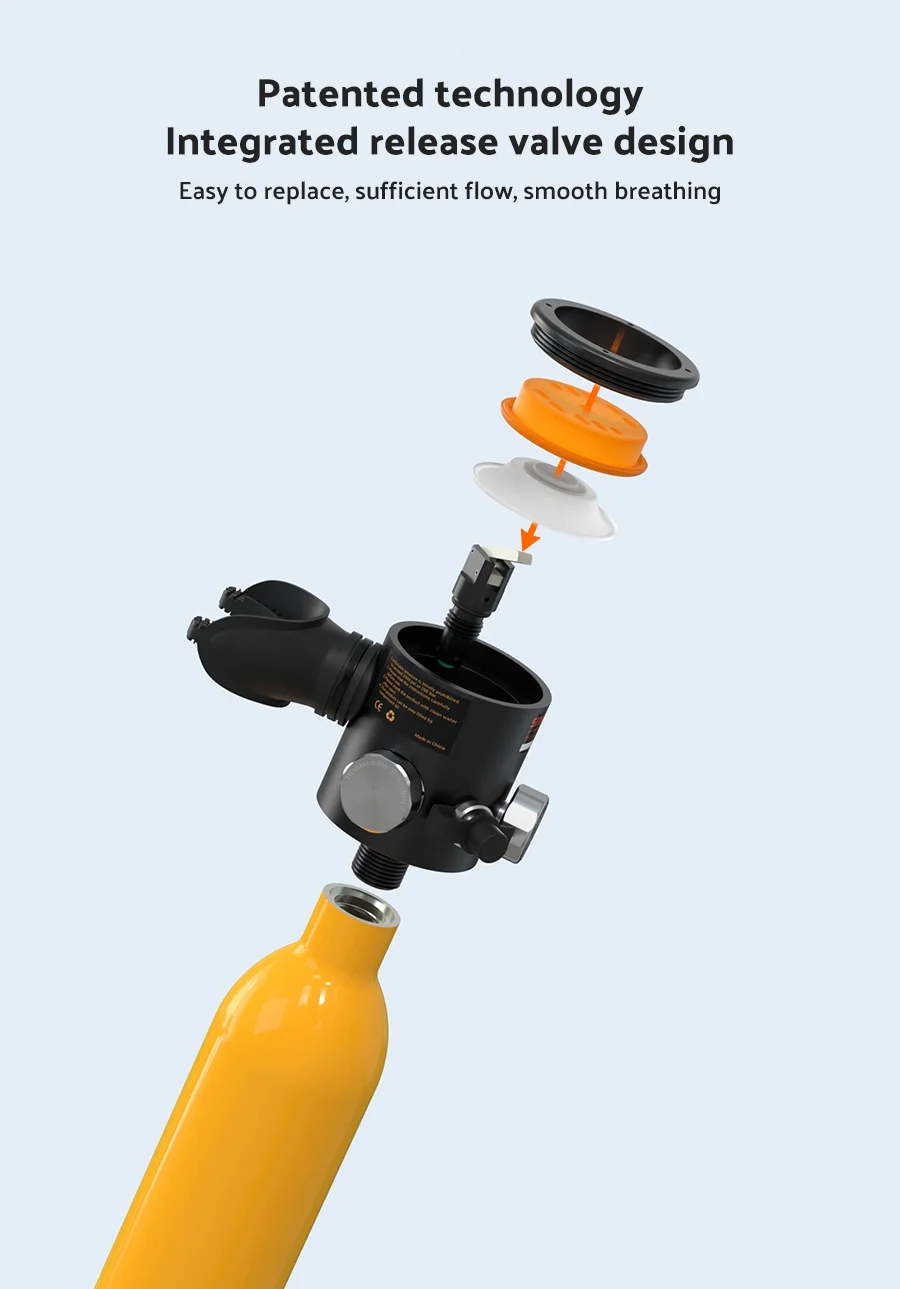 SMACO S300PLUS Mini Scuba tank 0.5L Oxygen Tank Support About 10 Minutes Underwater Breathing Portable Diving Tank Kit,Black