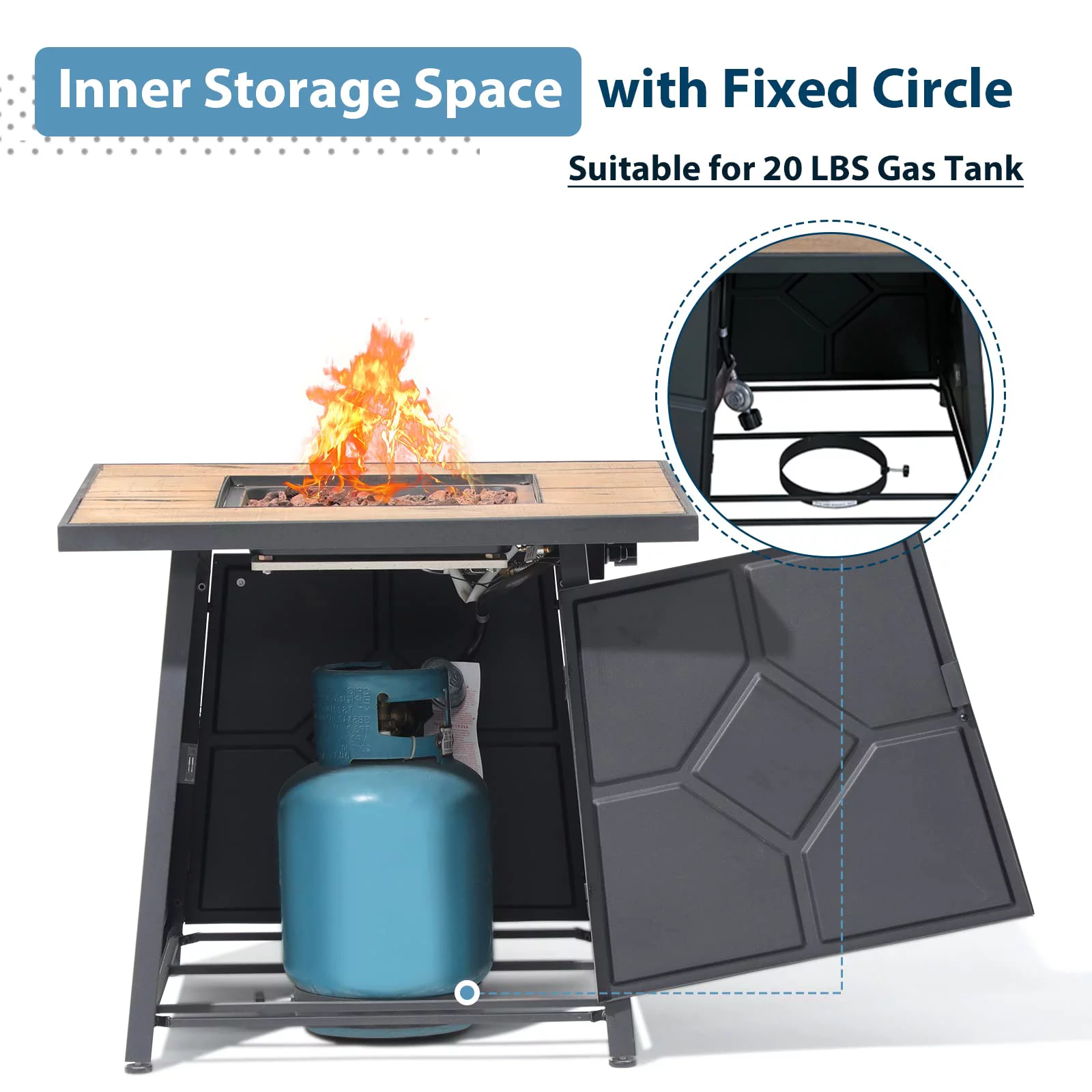 Patio Furniture Set with 28" Fire Pit Table, 4 Piece Outdoor Small Sectional Sofa Wicker Conversation Set with Tempered Glass Coffee Table, 40