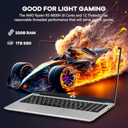 15.6 Business-gaming-Laptop, 6-Cores AMD Ryzen 5 6600H 660M 6nm GPU