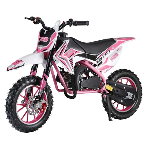 50cc 2-Stroke Kids Dirt Bike Kids Motorcycle Gas Dirt Bike Mini Dirt Bike Pocket Gas Motorbike Off Road Gas Power Mini Pocket Motorcycle with Front