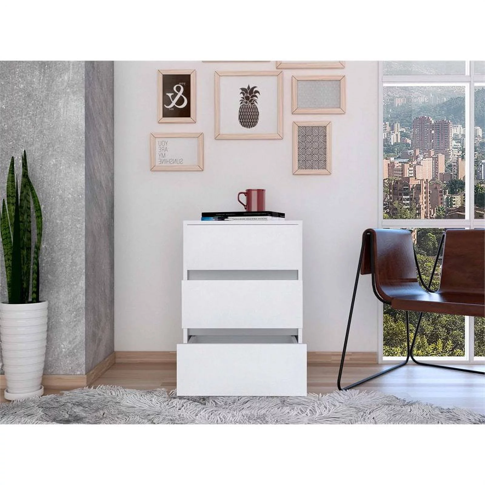 Atlin Designs 3-Drawer Modern Wood Filing Cabinet in White