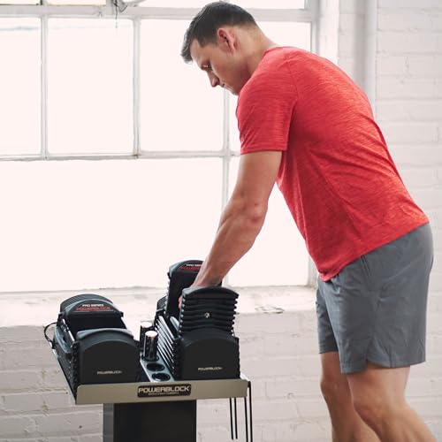 PowerBlock Pro 50 Adjustable Dumbbells, Sold in Pairs, 5-50 lb. Dumbbells, Durable Steel Build, Innovative Workout Equipment, All-in-One Dumbbells