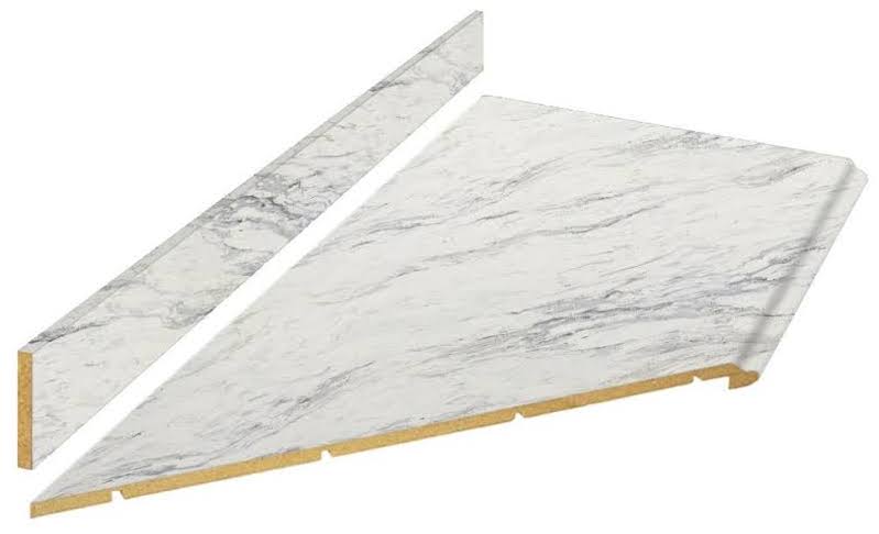 Hampton Bay 8 ft. White Laminate Countertop Kit with Left Miter and Full Wrap Ogee Edge in Calcutta Marble