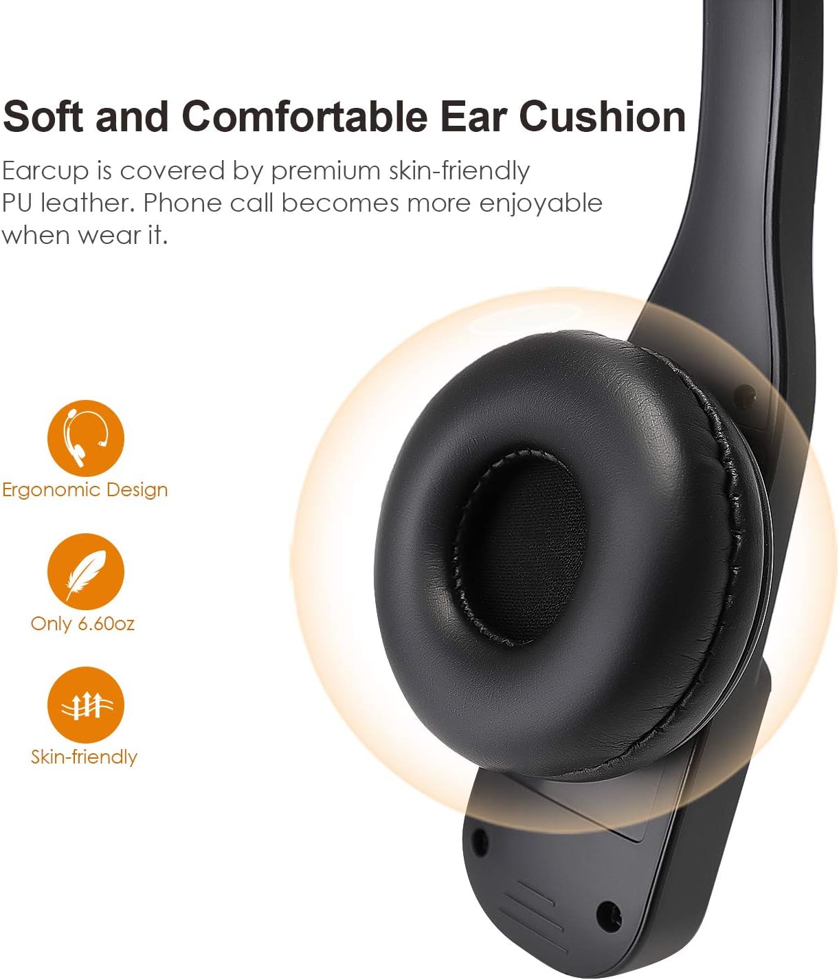Trucker Bluetooth Headset 5.0 with Microphone, AUSDOM BW01 Noise Cancelling Wireless Headphone