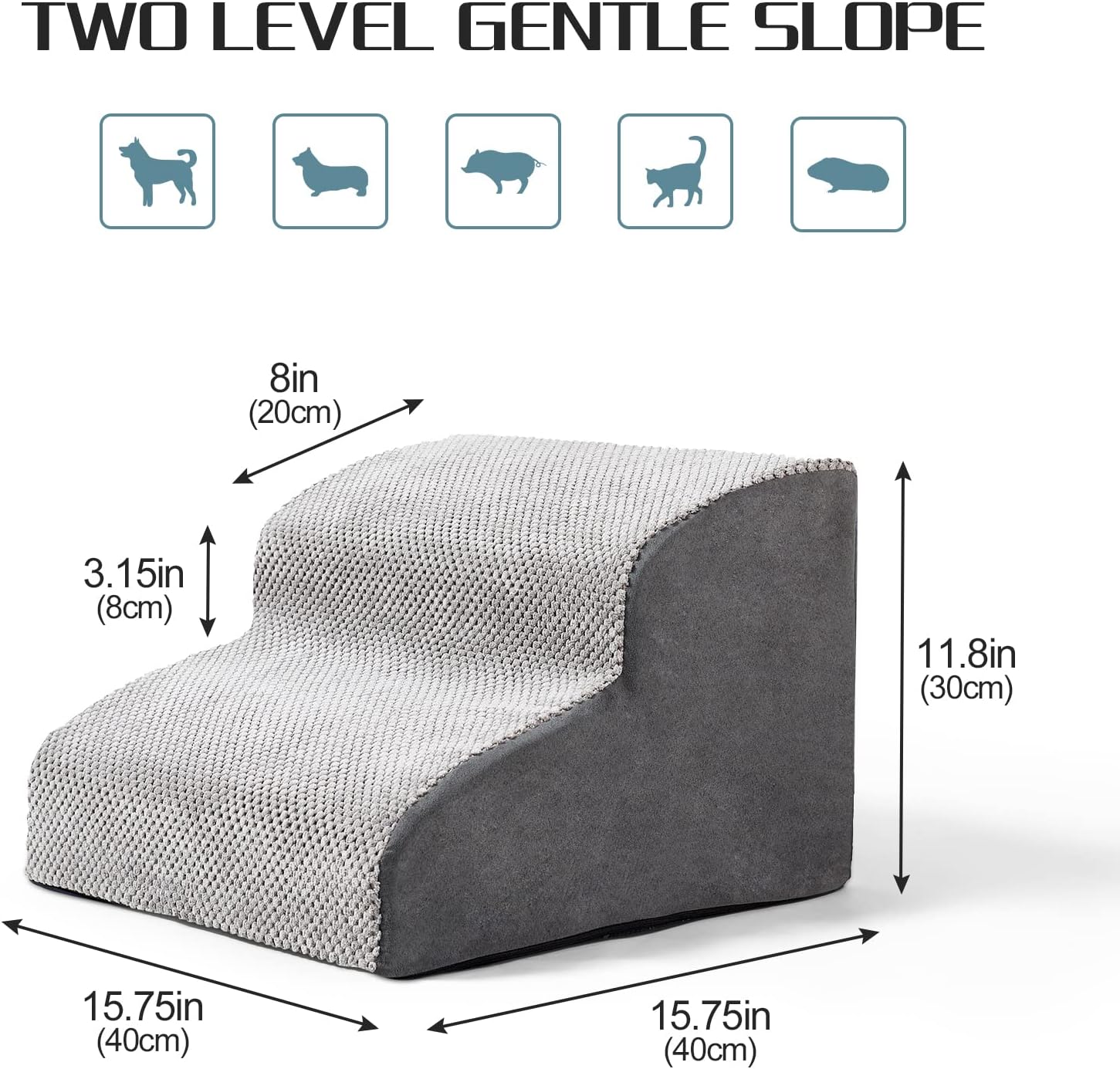 INRLKIT Dog Stairs 4 Tiers Foam Dog Ramps/Steps, Puppy Climbing Ladder Pet Ramp Stairs Step Sofa Bed Ladder for Puppies Small Medium Dogs/Cats