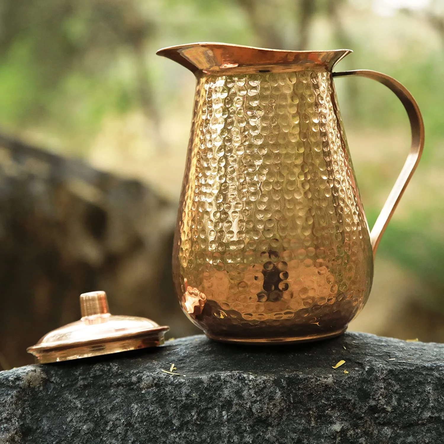 Pure Copper Pitcher Jug for drinking water With Lid Water Carafe 68 OZ Pitchers & Drinking Sets