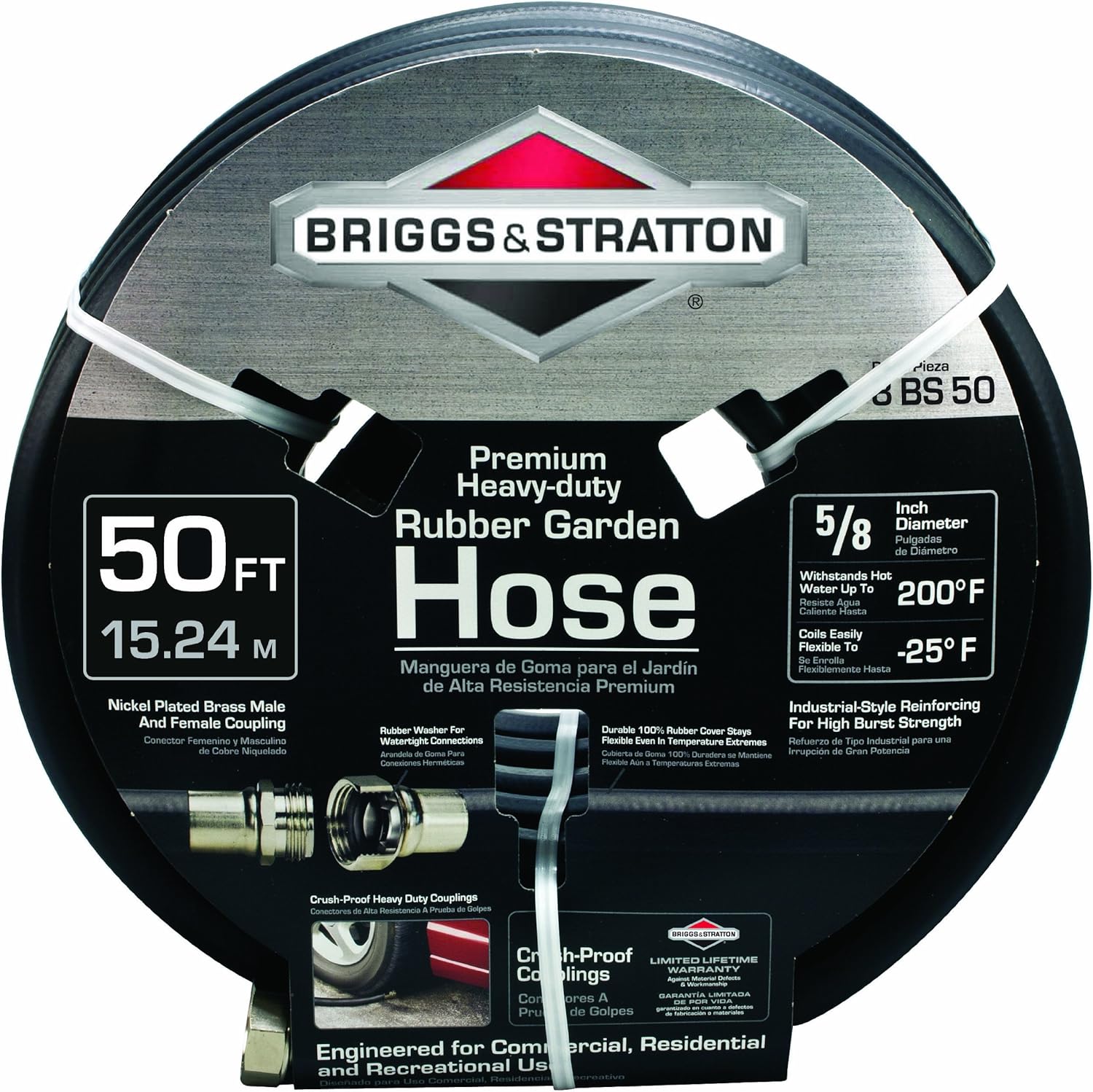 Briggs and Stratton 8BS75 75-Foot Premium Heavy-Duty Rubber Garden Hose Pack of 2