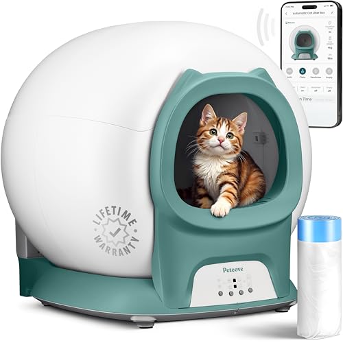 Self Cleaning Litter Box with Auto Safety Sensors for Multiple Cats - Automatic Cat Litter Box Self-Cleaning
