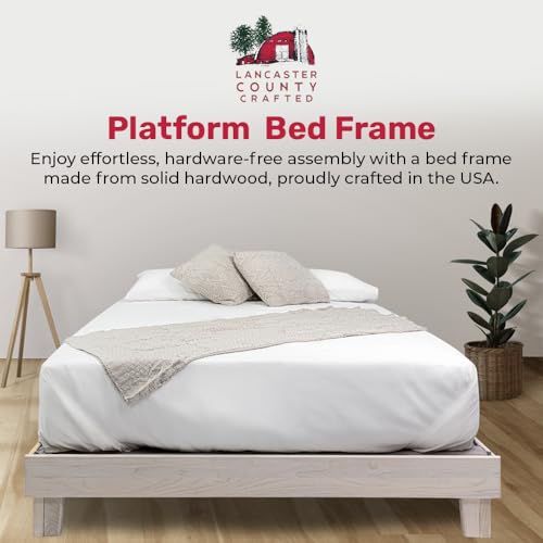Solid Hardwood Platform Bed Frame with Slats, Quality Crafted in Pennsylvania, USA from Poplar by Mennonite Artisans, No Box Spring Needed