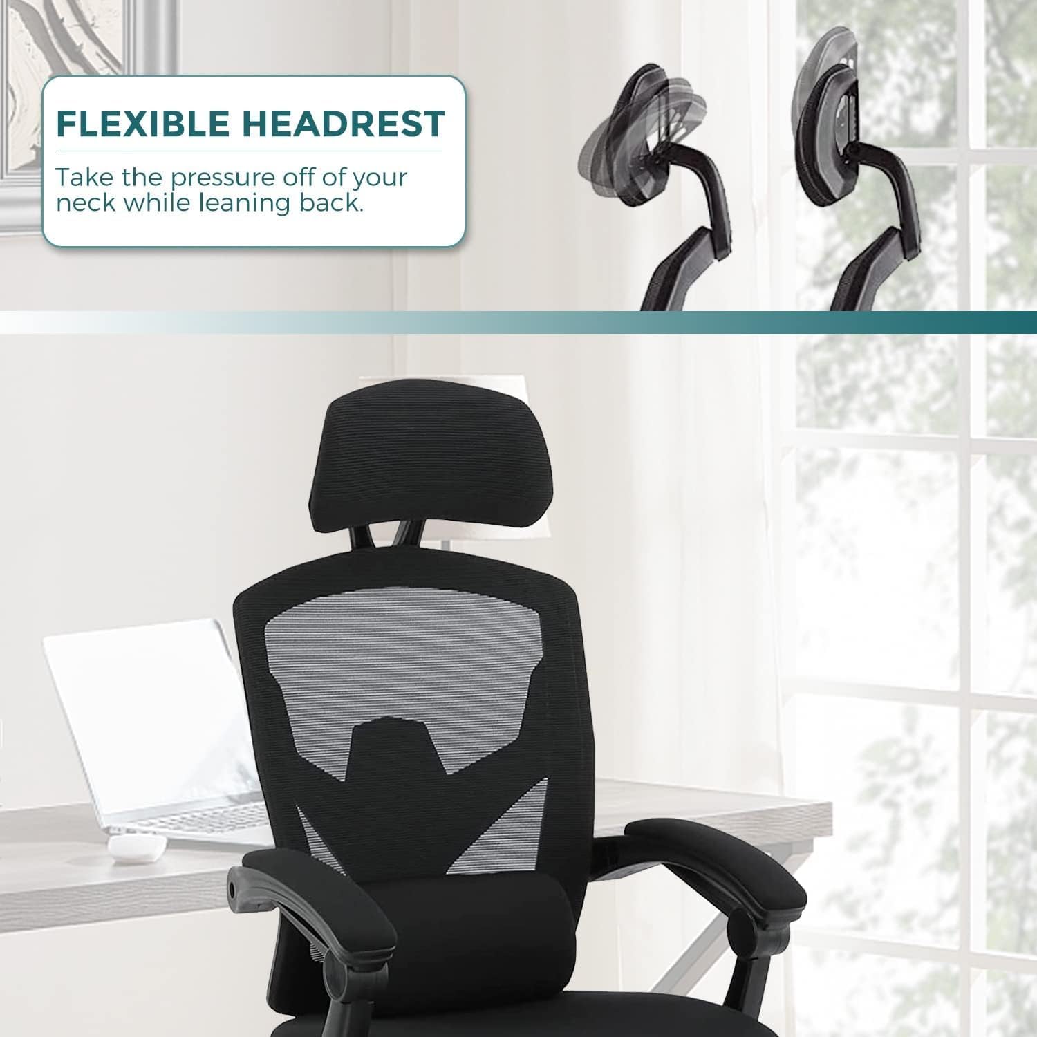 Ergonomic Office Chair, Reclining High Back Mesh Chair, Computer Desk Chair, Swivel Rolling Home Task Chair with Lumbar Support Pillow
