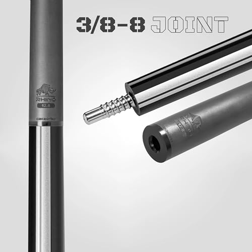 RHINO Nebula 2 Pool Cue - 100% Carbon Fiber Shaft & Composite Butt. Time Crystal Tip, Pro Taper Design, 12.4 mm,12.8 mm. 3/8-8 Joint