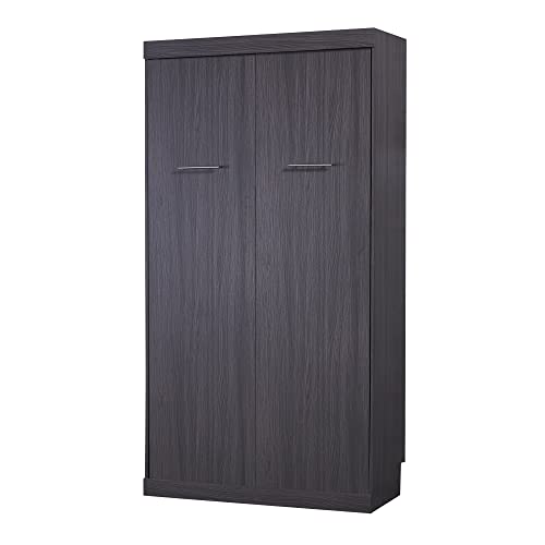 Full Size Murphy Bed with 2 Convertible Side Cabinet Storage Shelf, Foldable Wallbed Bedframe