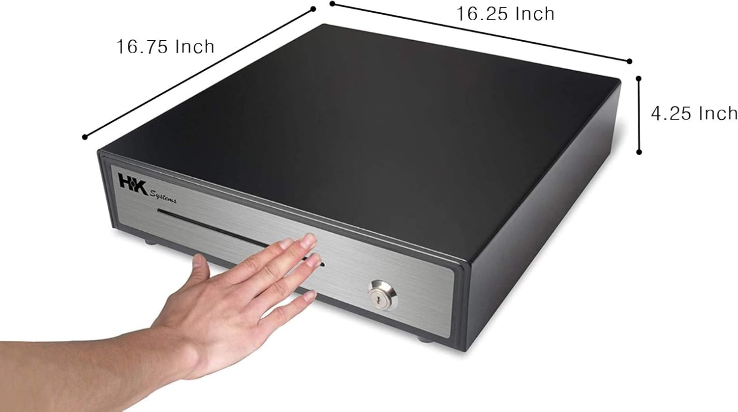 HK SYSTEMS 13 Heavy Duty Black Push Open Cash Drawer, 4B5C with Under Counter Mounting Metal bracket