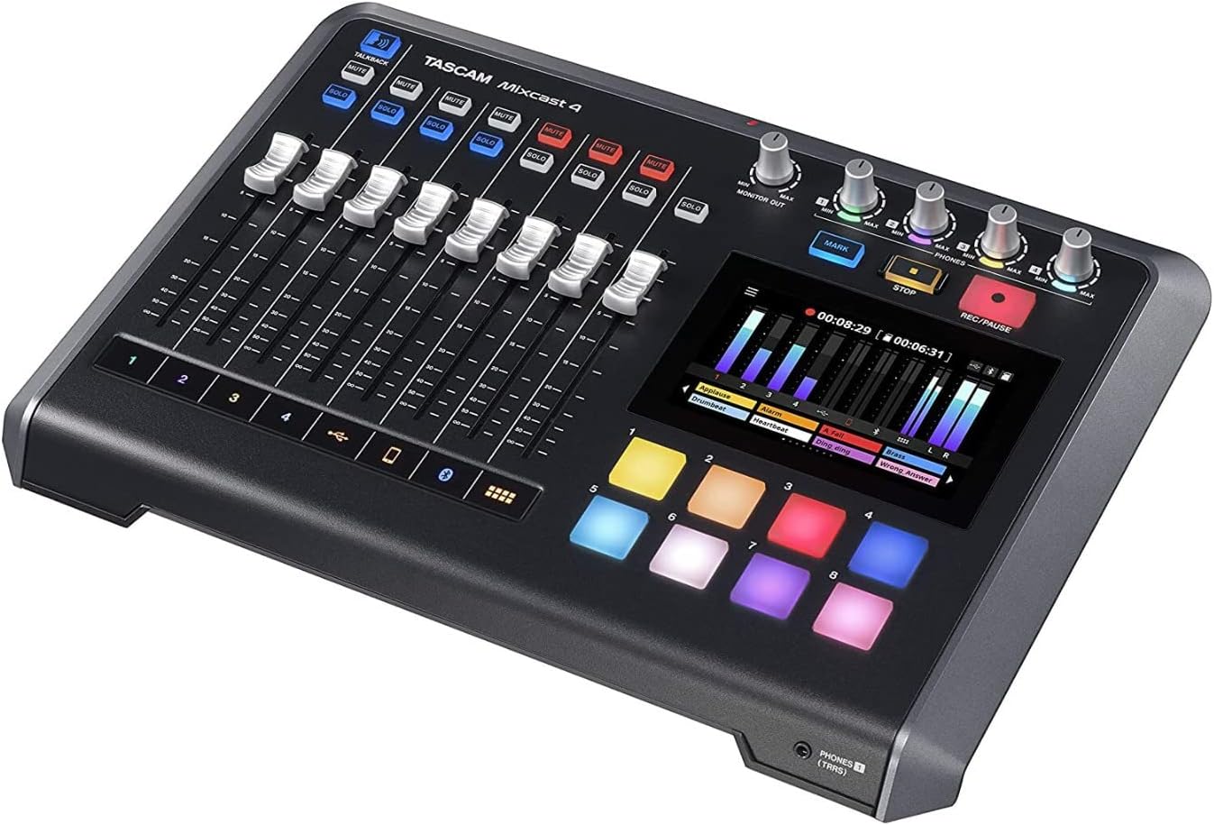 Tascam Mixcast 4 Podcast Station Bundle with Mixcast 4 Carrying Bag and Knox Gear 25-Feet XLR Cables (4 Items)