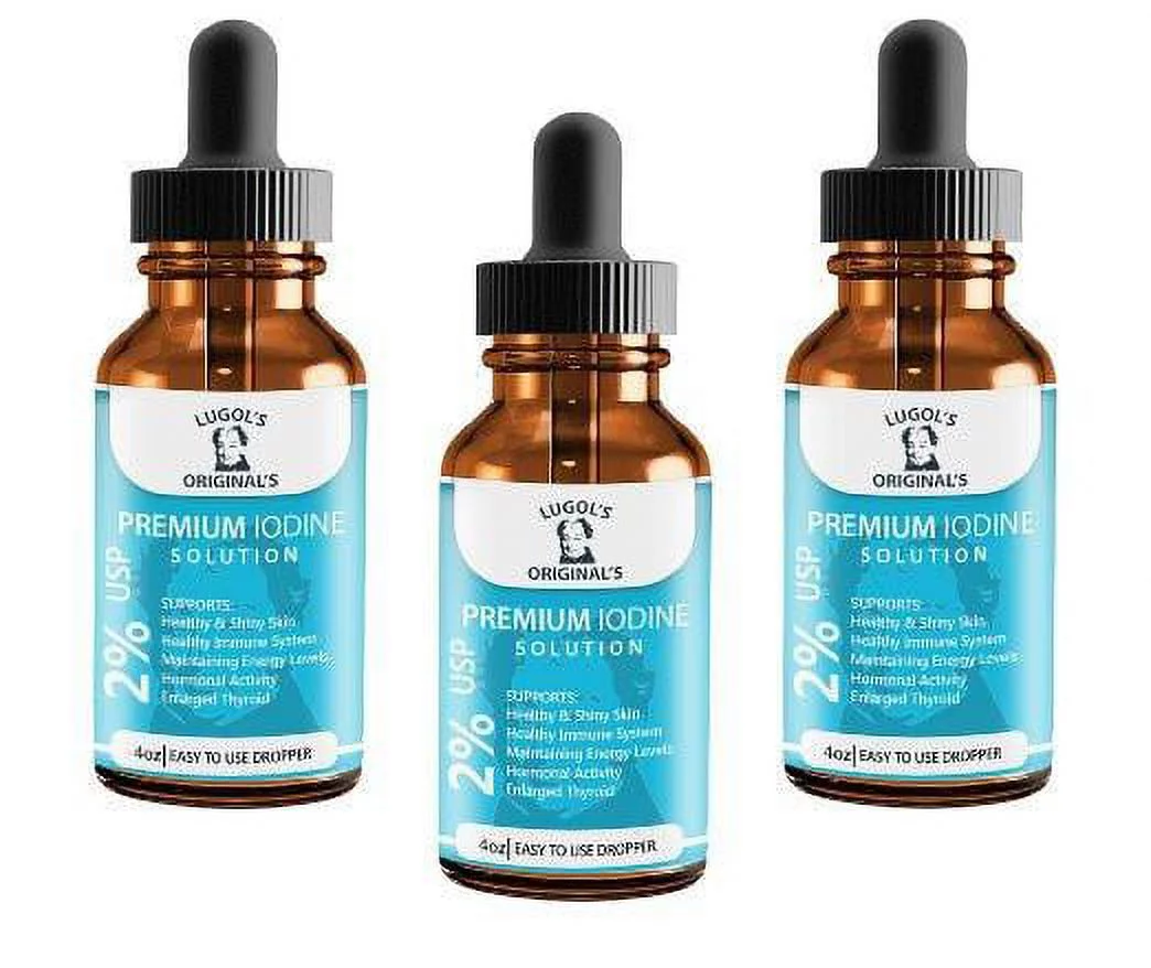 2% Lugols Iodine Solution Drops Thyroid Support Supplement 4 oz