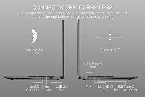 Packard Bell 15.6 inch Laptop IPS FHD 1920 x 1080 Resolution Laptop Computer, Intel Celeron N4020, UHD Graphics 600, 4GB Ram 128GB SSD, Micro SD Slot