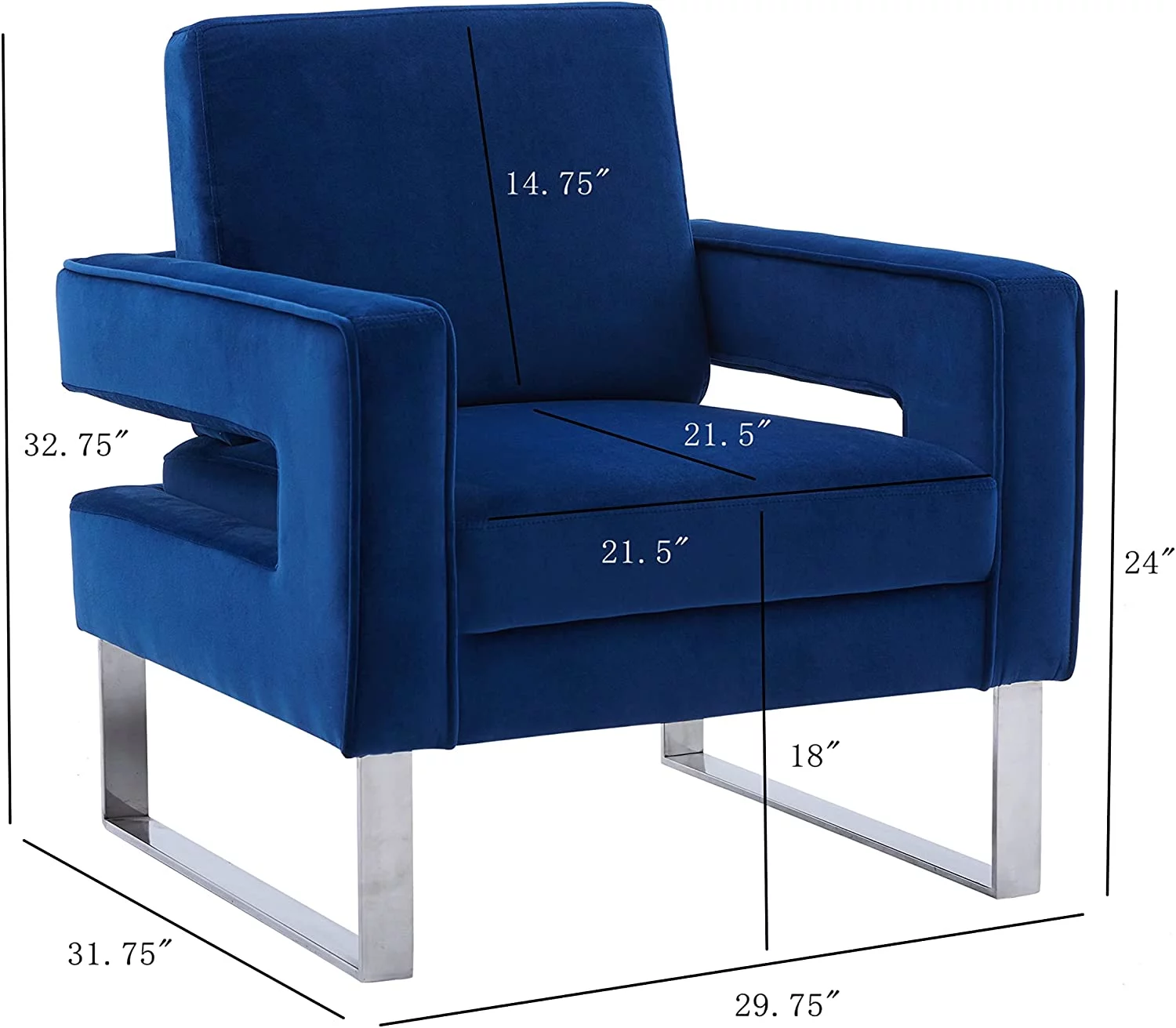 Locus Bono Velvet Arm Chair, Upholstered Lounge Chair Reading Chair for Living Room, for Adult(Navy Blue)