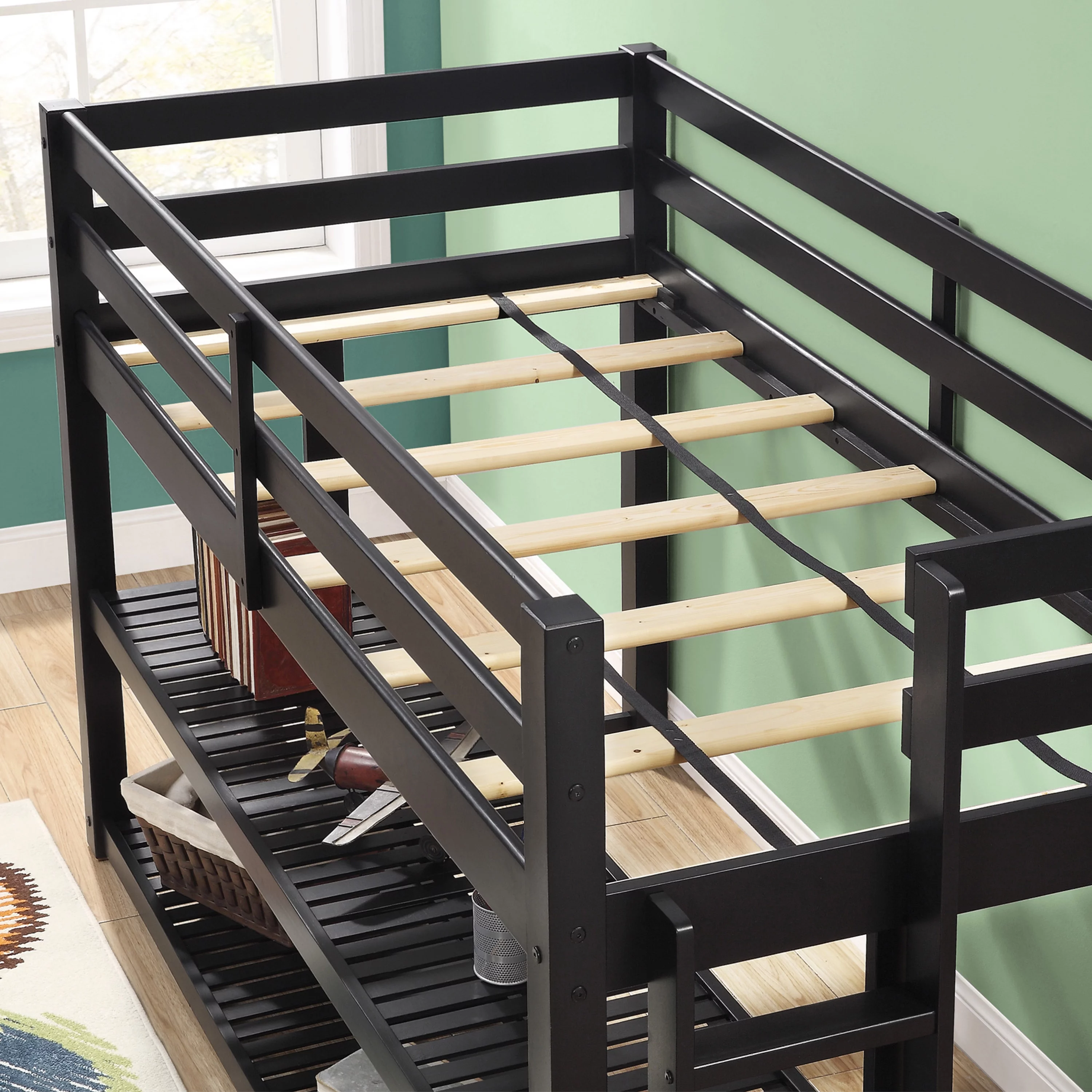 Better Homes and Gardens Greer Twin Loft Storage Bed, Black
