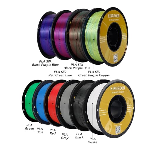 Kingroon PLA 3D Printer Filament, 12Rolls, Dimensional Accuracy +/- 0.03 mm, 12kg Spool(26.4lbs)