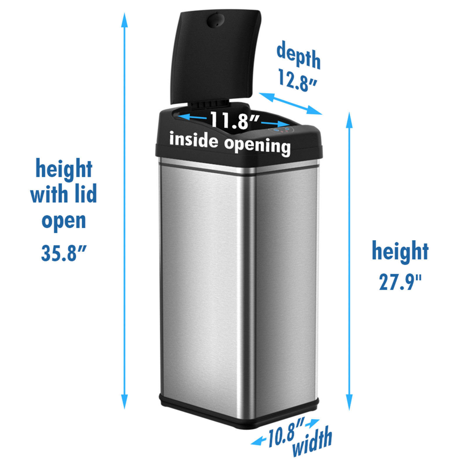 iTouchless 13 Gal Touchless Sensor Kitchen Trash Can-Stainless Steel,Odor Filter