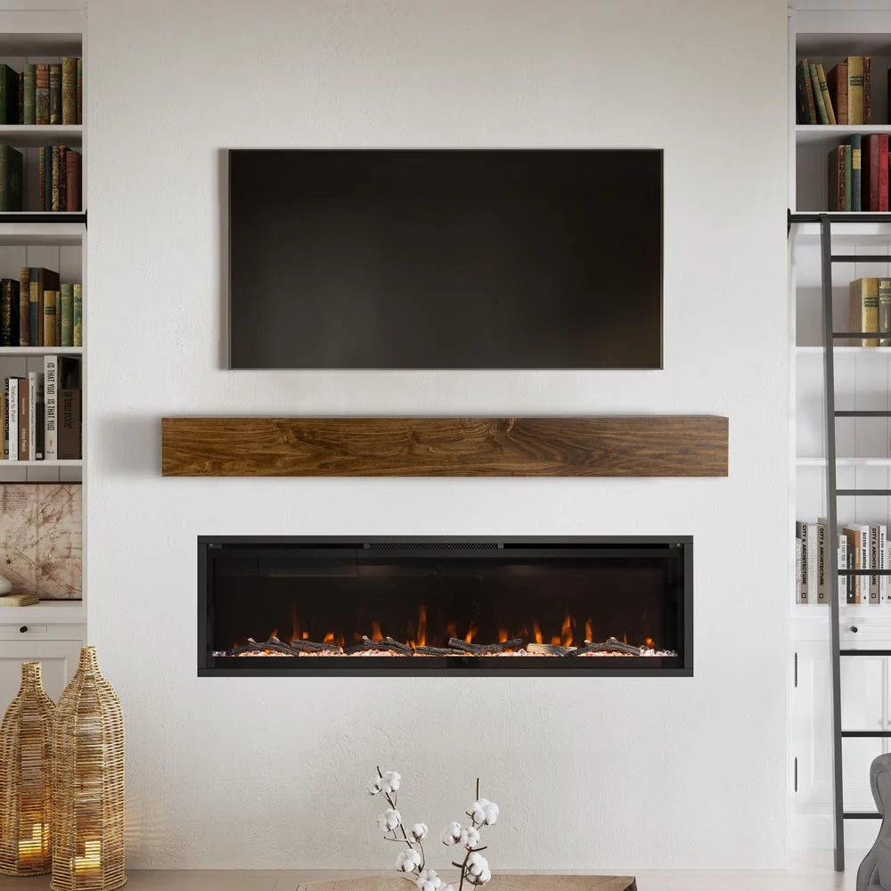 Modern Ember Boone 48 inch Floating Wood Fireplace Mantel Shelf - Unfinished