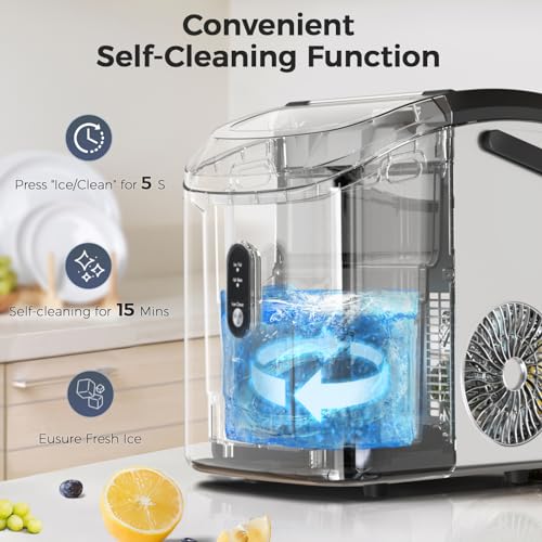Kismile Nugget Ice Makers Countertop, 35Lbs/24H