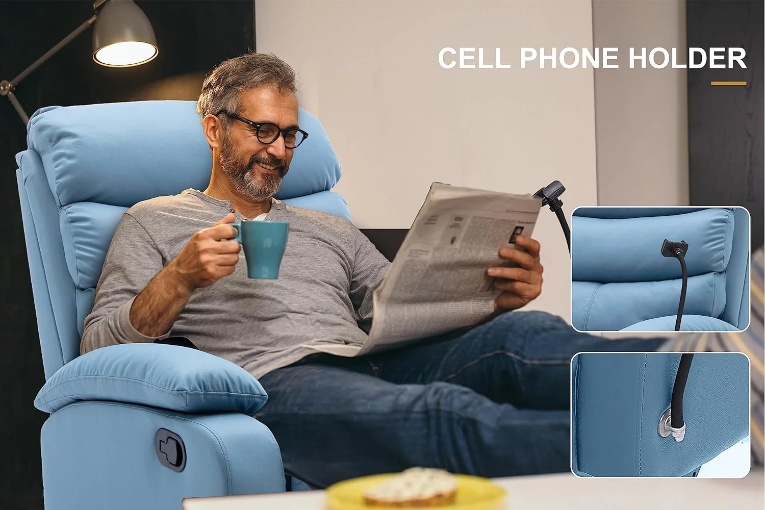 Alwalue Manual Glider Swivel Rocker Recliner Chairs with Tech Cloth Overstuffed Single Sofa Recliner Chair for Living Room,Nursery - Blue