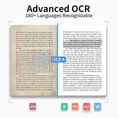 CZUR Shine Ultra Smart Portable Document Scanner, USB Book Scanner with OCR Auto-Flatten & Deskew, Document Camera for Desktop/Laptop