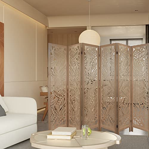 ECOMEX Room Divider 6 Panel,Folding Wood Room Divider Privacy Screen