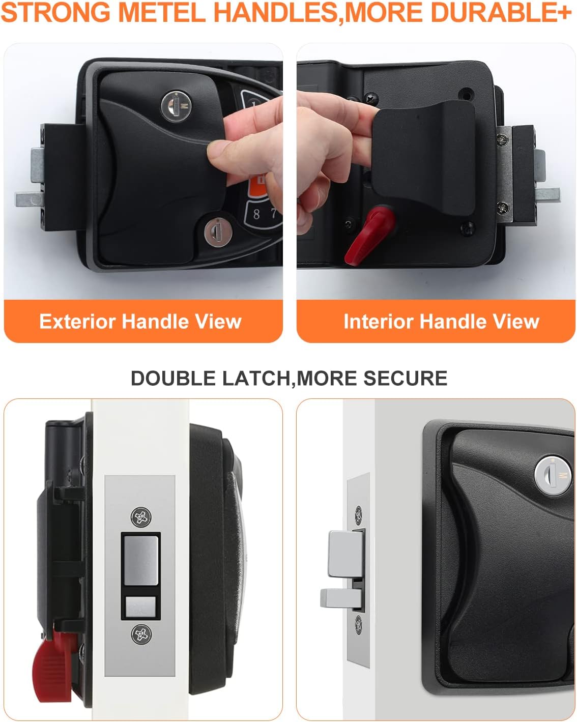 RV Keyless Entry Door Lock , Compact RV Door Lock ,100% Metal with Deadbolt, Backlit Keypad ,Fob Keyless and 2 Keys for RV, Camper and Trailer
