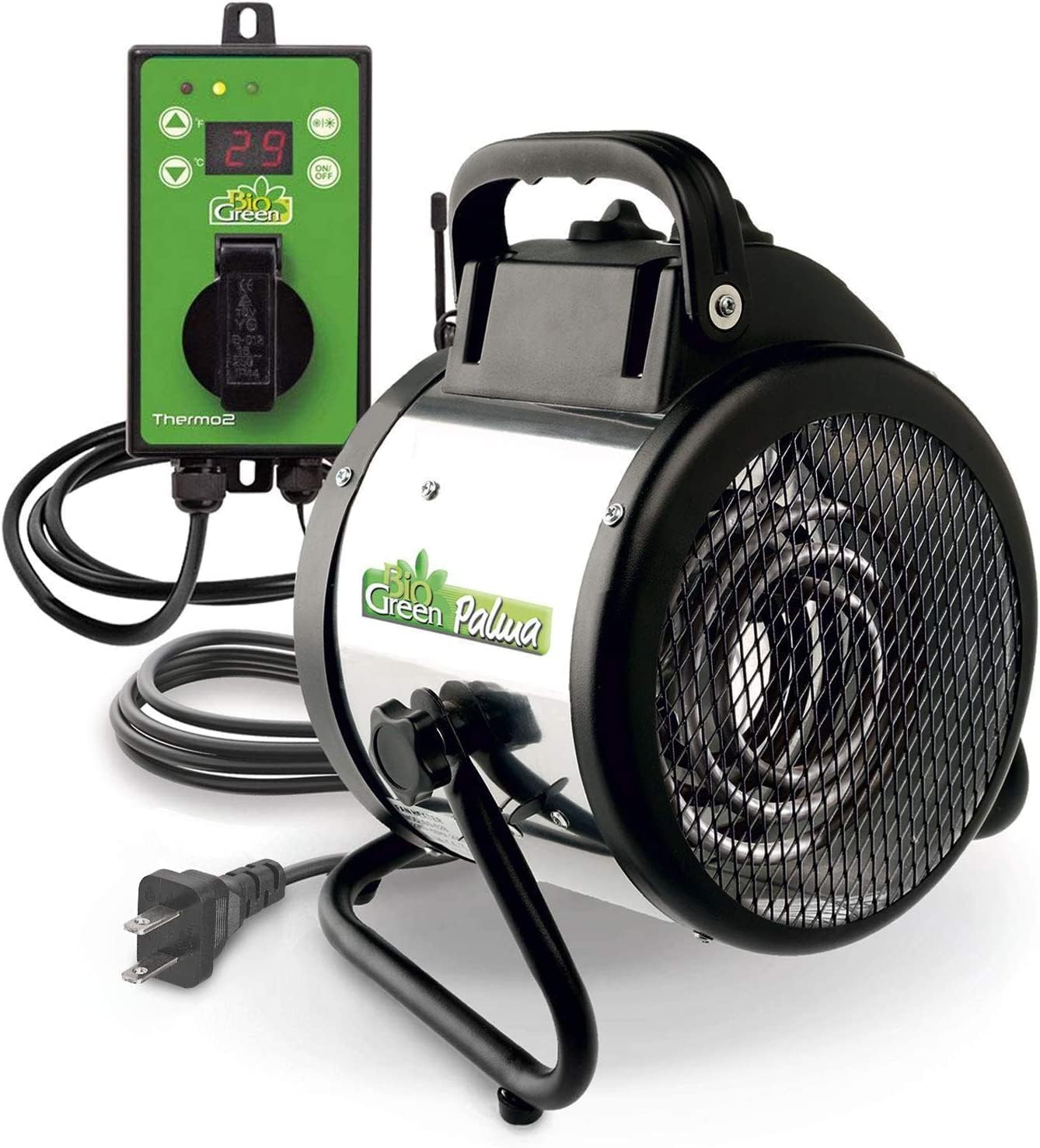 PAL 2.0/USDT Palma Greenhouse Heater with Thermostat - Fast Heating, Grow Tent Heater, Greenhouse Fan, Outdoor Heater & Electric Garage Warmer